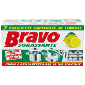 Губки обезжиривающие для посуды Bravo Paglietta Sgrassante, 7 шт